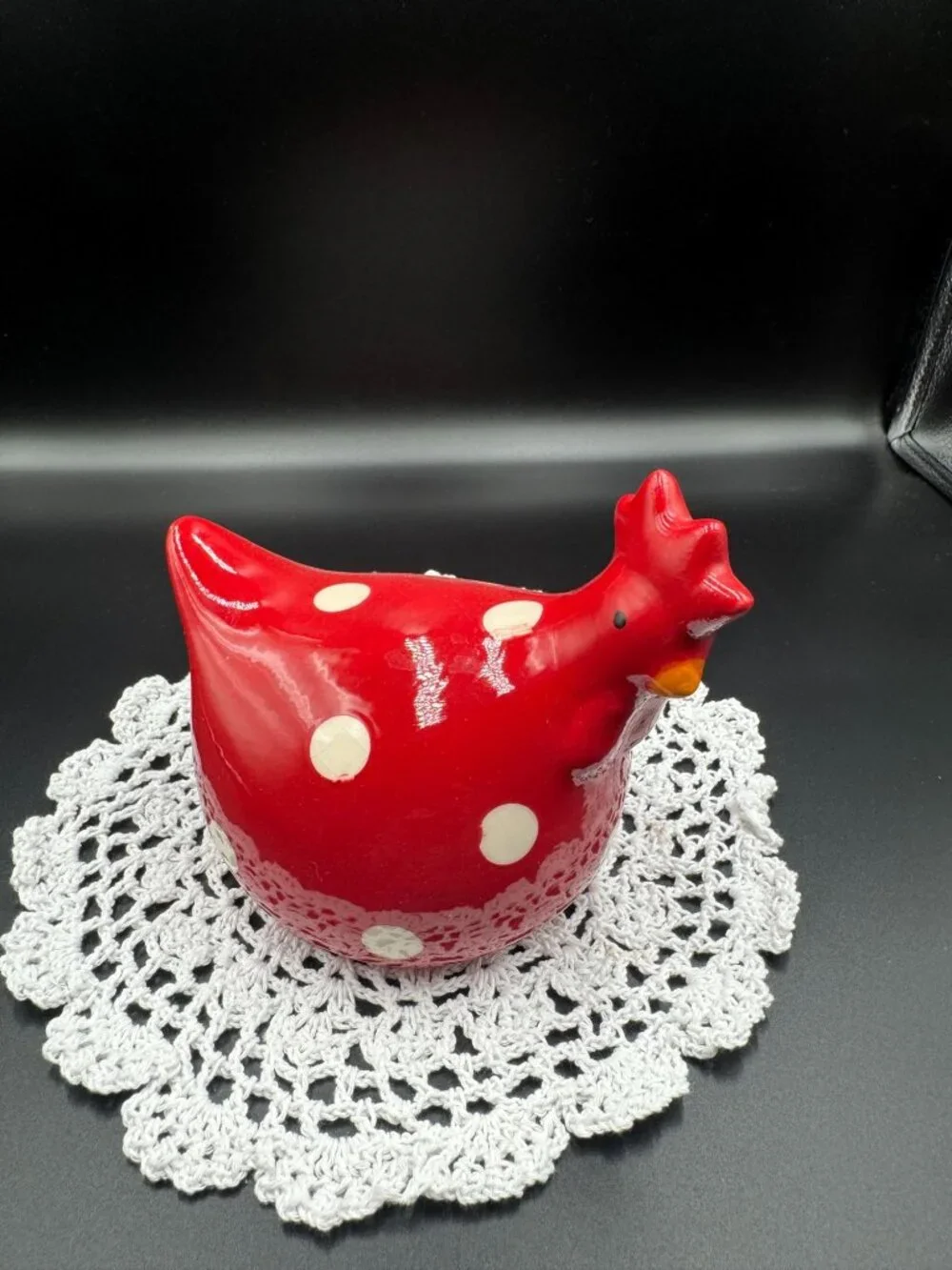 La Dolce Vita Hen House Red Polka Dot Ceramic Chicken